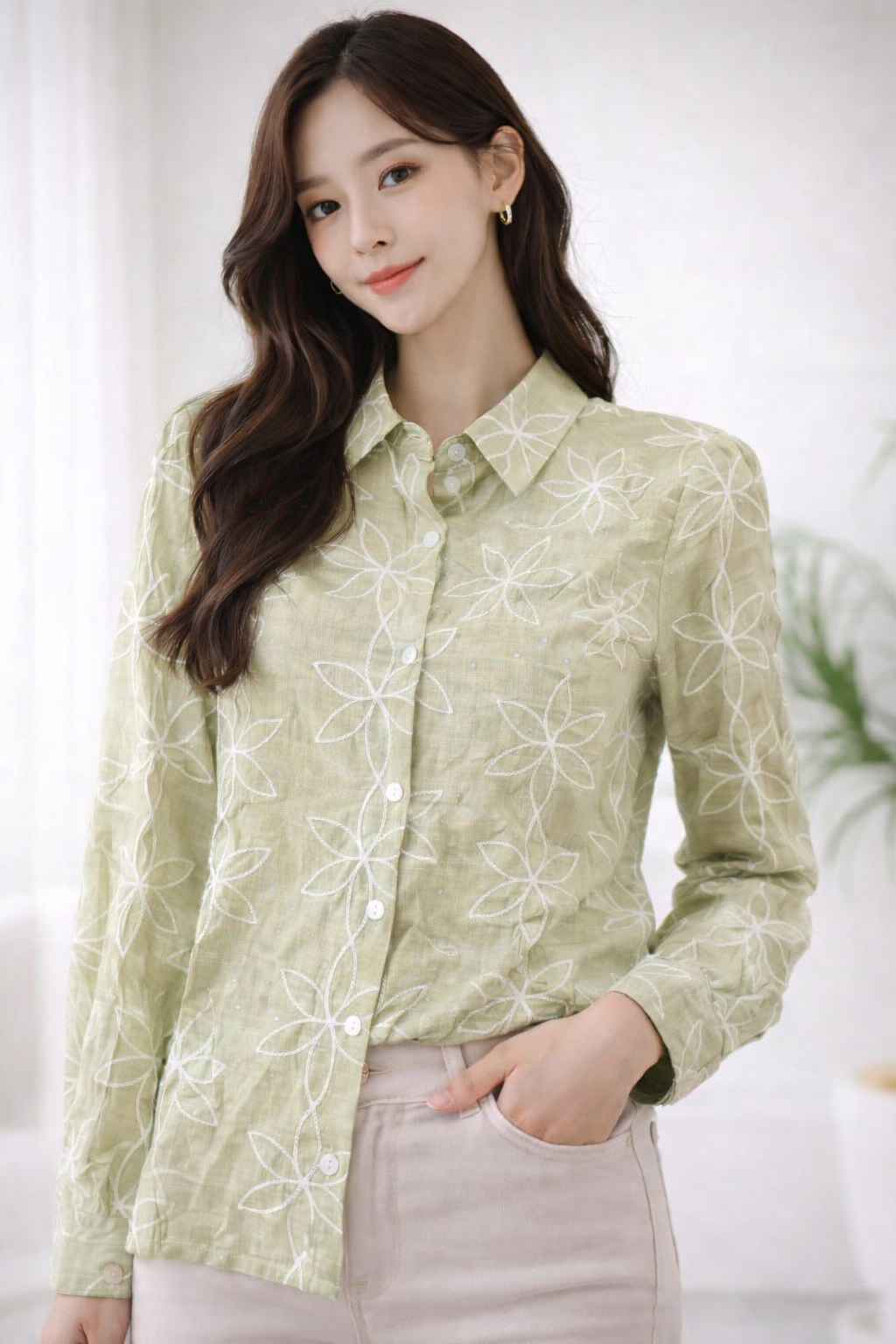 Imported Korean All Over Embroidered Shirt Wholesale | Premium Cotton Floral Tops for Women | Korean Wear Supplier India