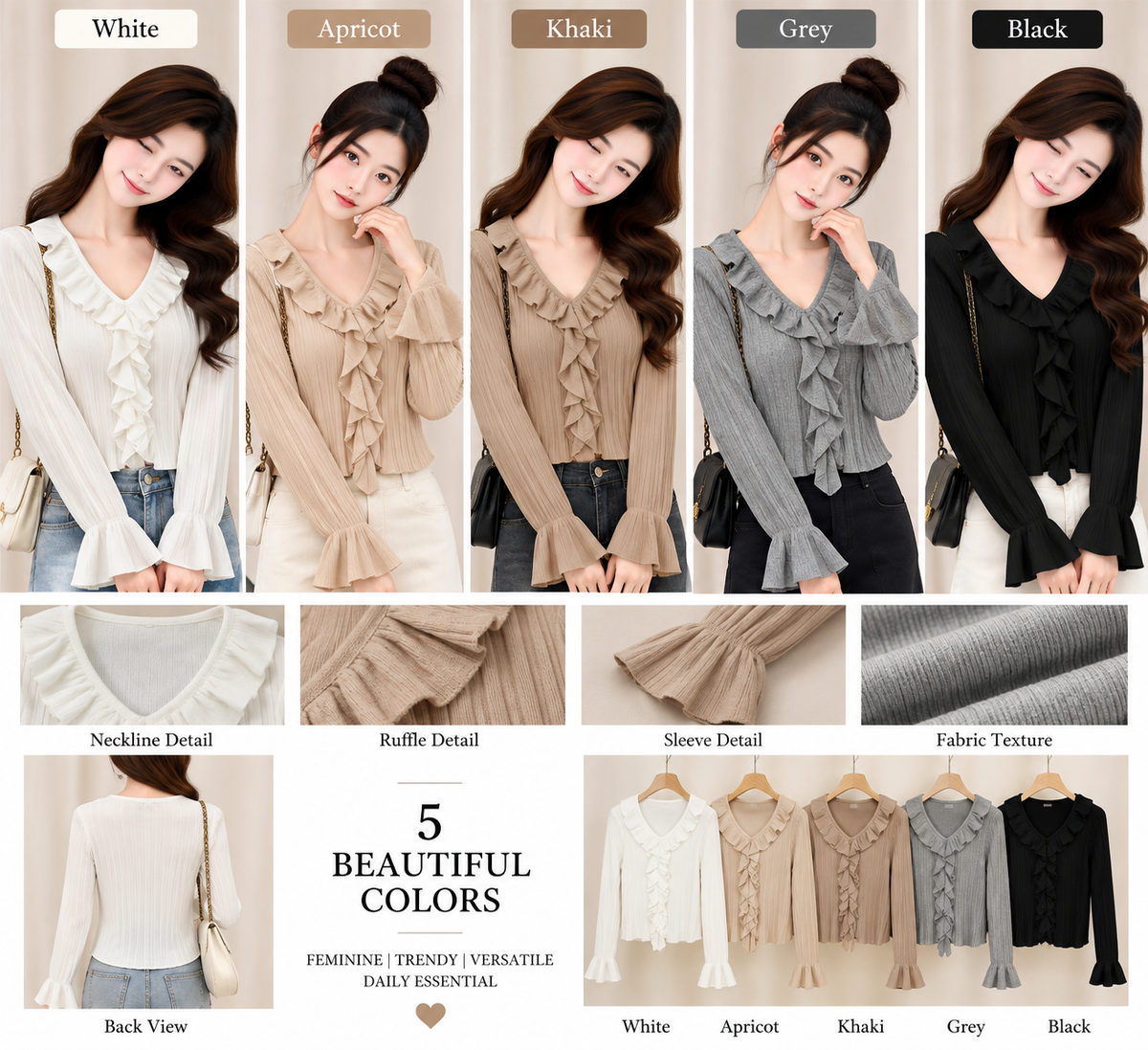 Ribbed Ruffle Knit Top - Bulk Apparel Supplier India