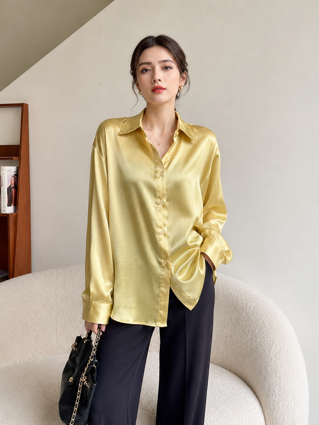 Elegant Satin Korean Shirt - Luxury Korean Fashion Wholesaler