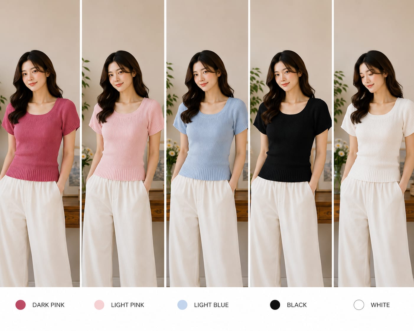 Korean Ribbed Knit Top for Women | Imported Western Wear Wholesale Supplier India