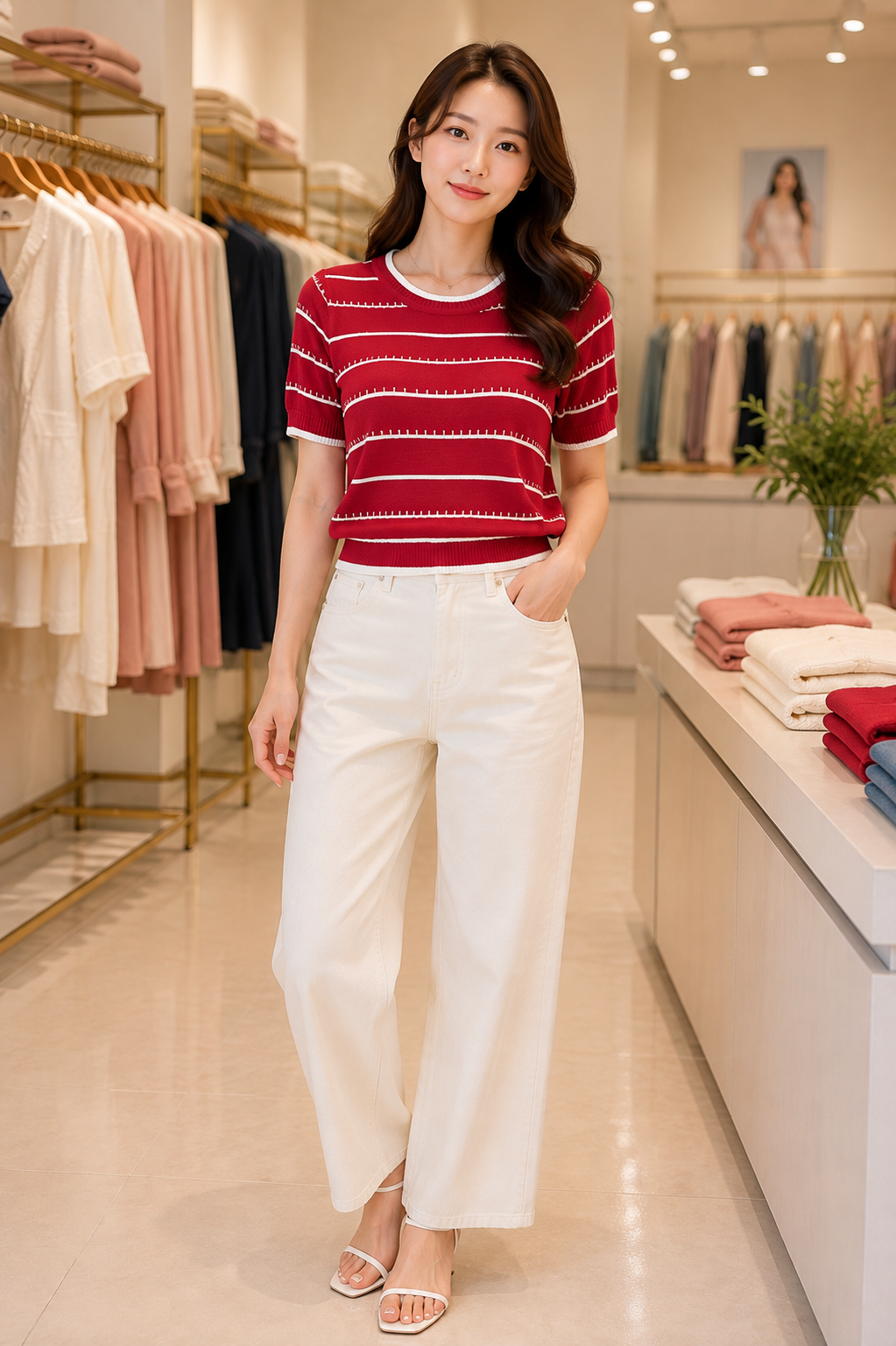 Striped Knit T-Shirt - Korean Imported Clothing in India