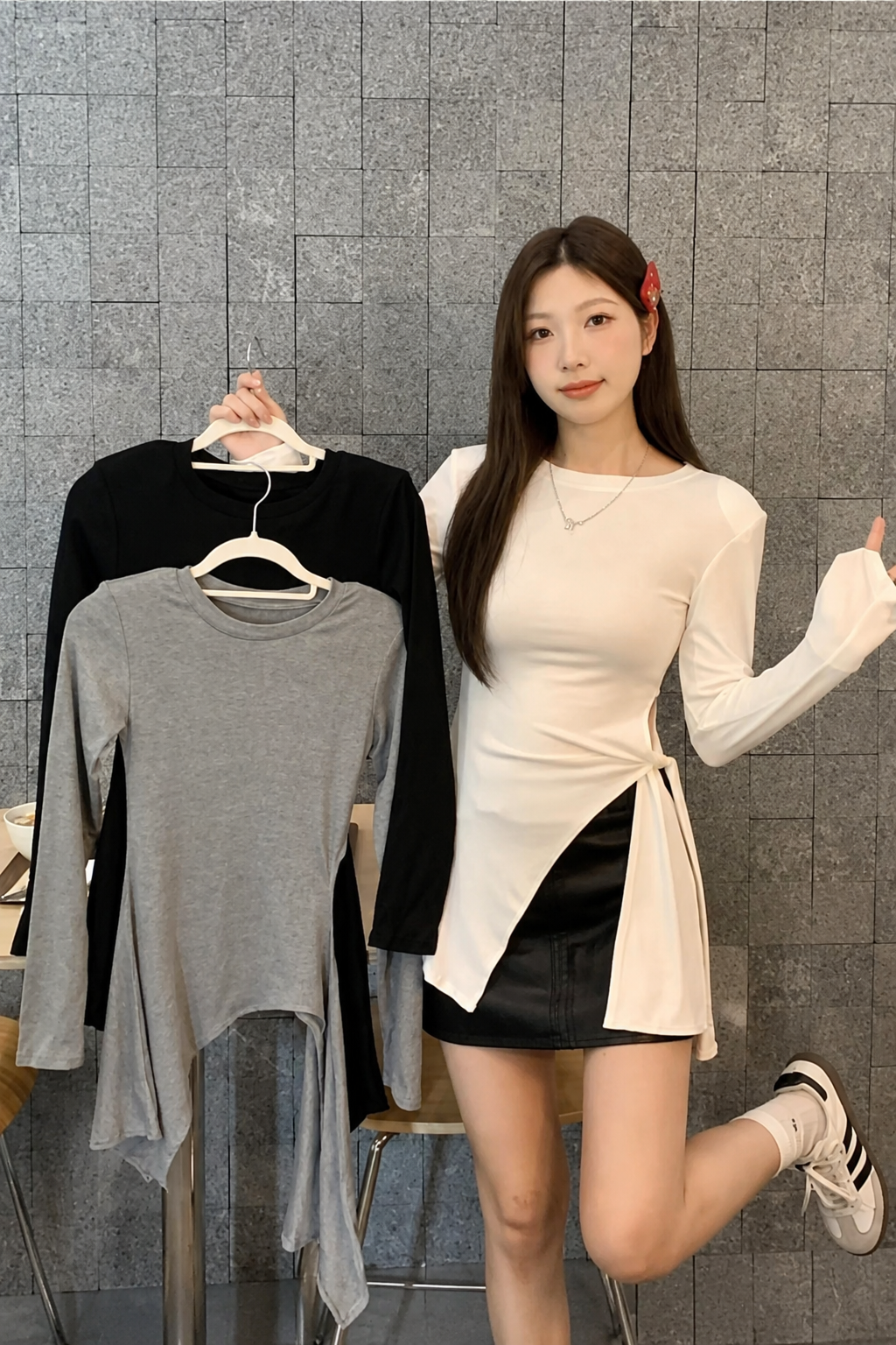 Long Sleeve Side-Tie Bralette - Korean Imported Clothing in India