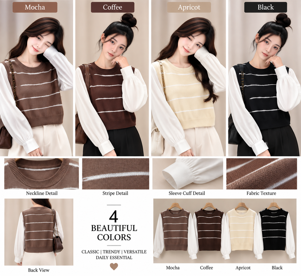 Premium Korean Knit Vest Shirt Top - Imported Western Wear Wholesale