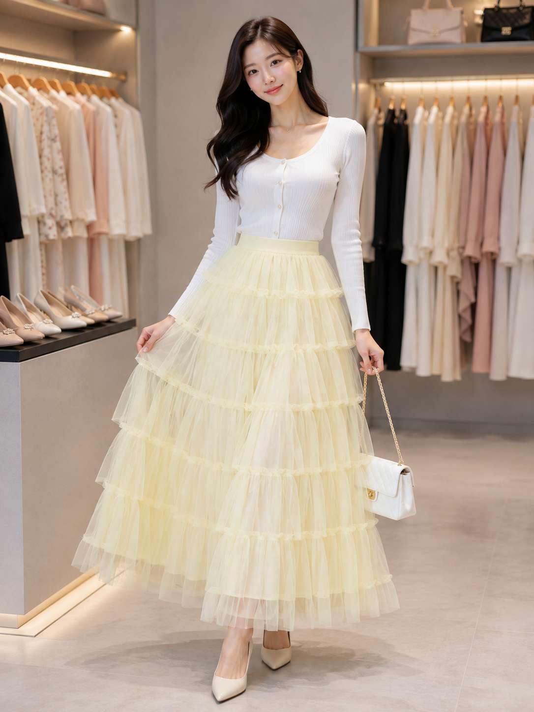 Premium Layered Tulle Ruffle Skirt - High-Quality Imported Clothing