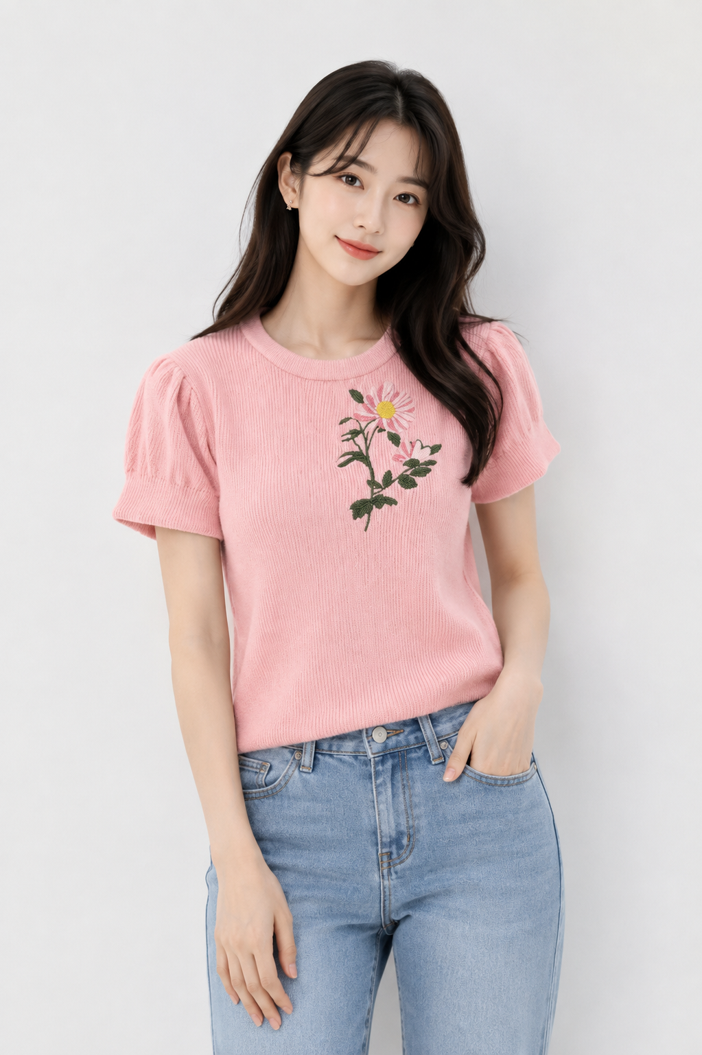 Premium Pink Half Sleeve Knit Top - Imported Western Wear Wholesale