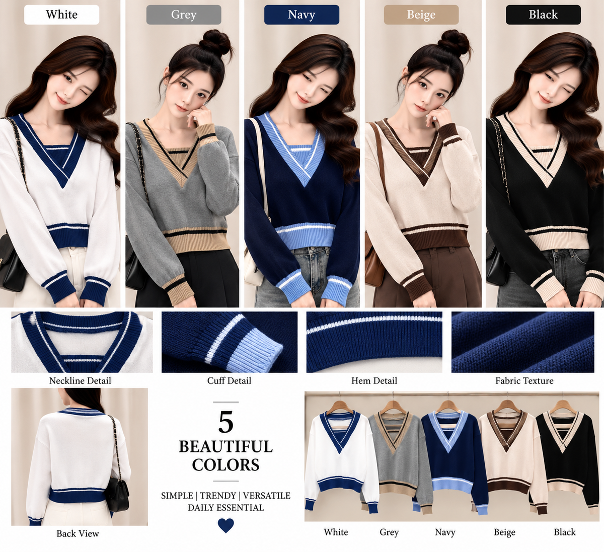 Premium V-Neck Knit Sweater - High-Quality Imported Winterwear