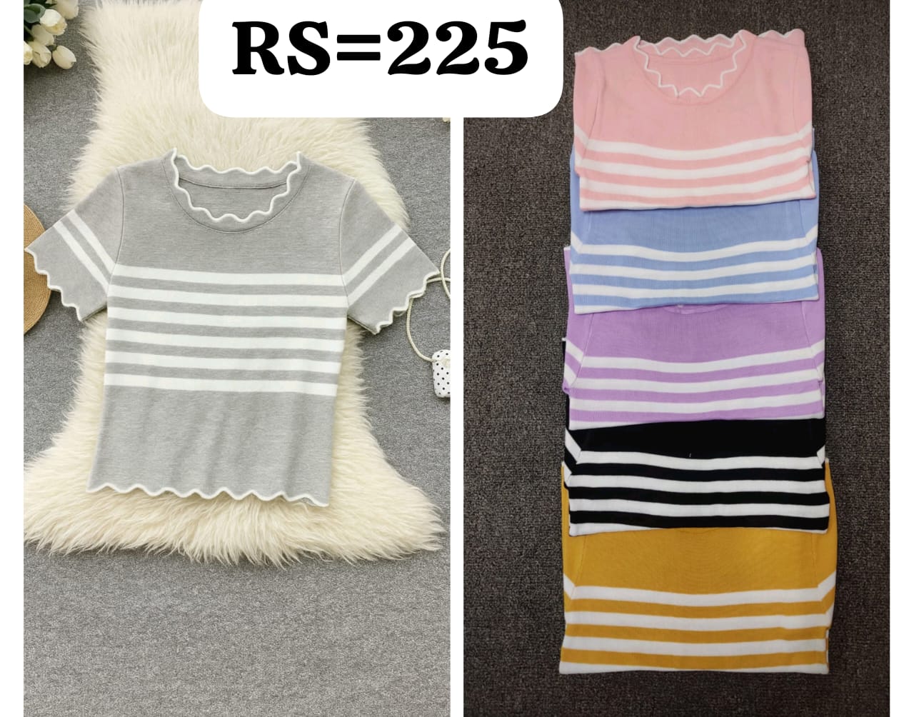 Imported Knitted Half Sleeves Crop Top |Wholesale WESTERN Wear - ZF-33