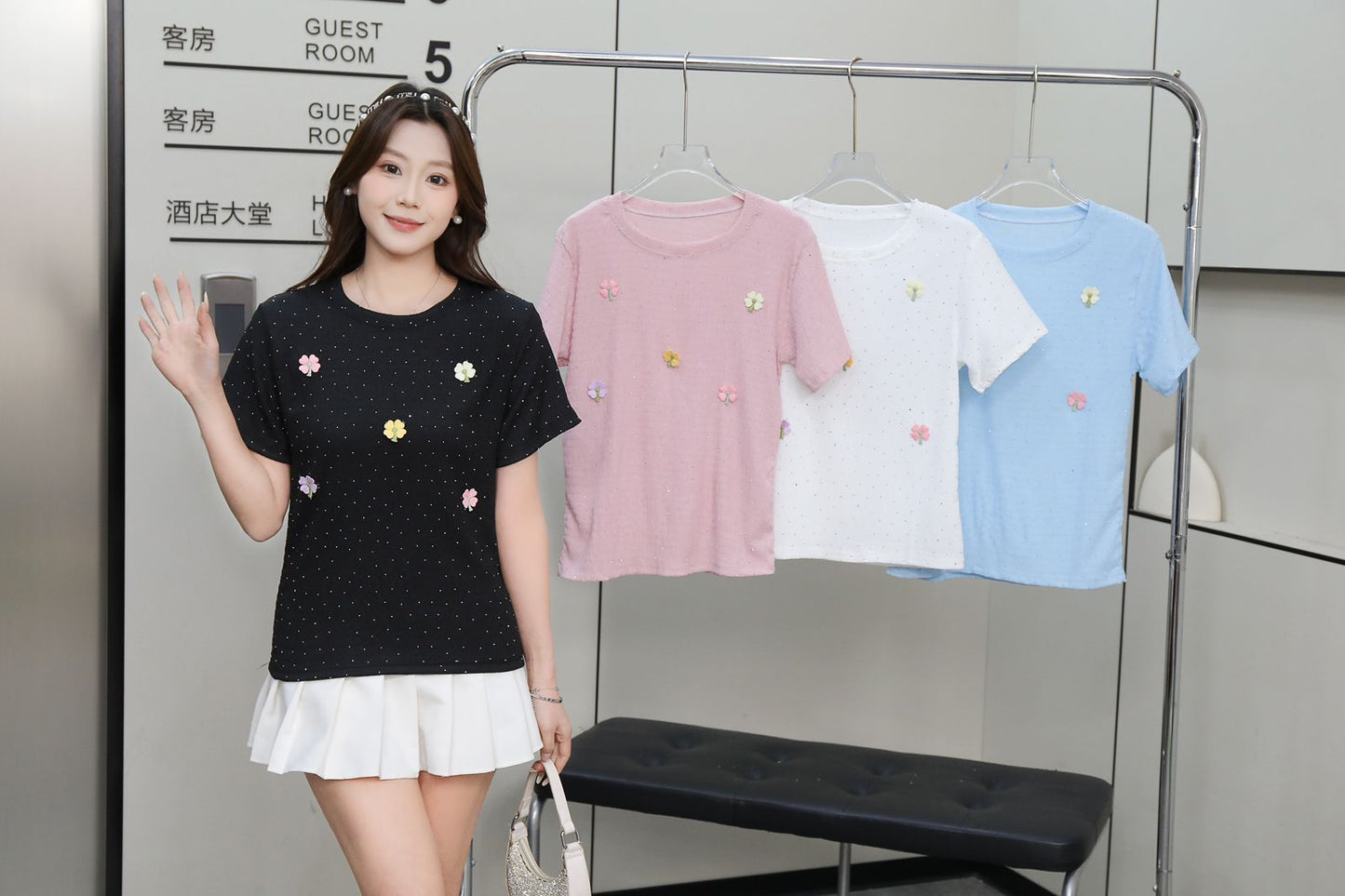 Half Slvees Partywear TShirt 50 by Zadine Korean imported B2B fashion