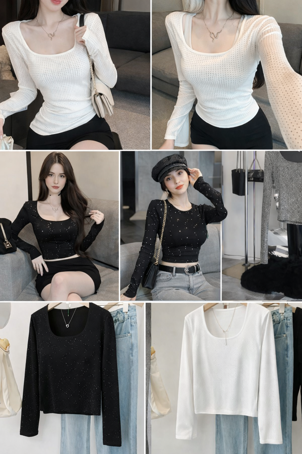 Imported Korean Glitter Dotted Full Sleeve Top for Women – Wholesale Wholesale India - Zadine Fashion