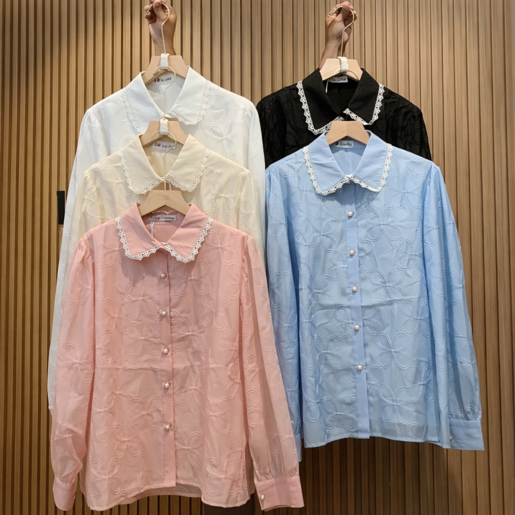 Imported Korean Sheer Embroidered Lace Shirt for Women | Designer Western Shirt | Wholesale Supplier India – Zadine Fashion