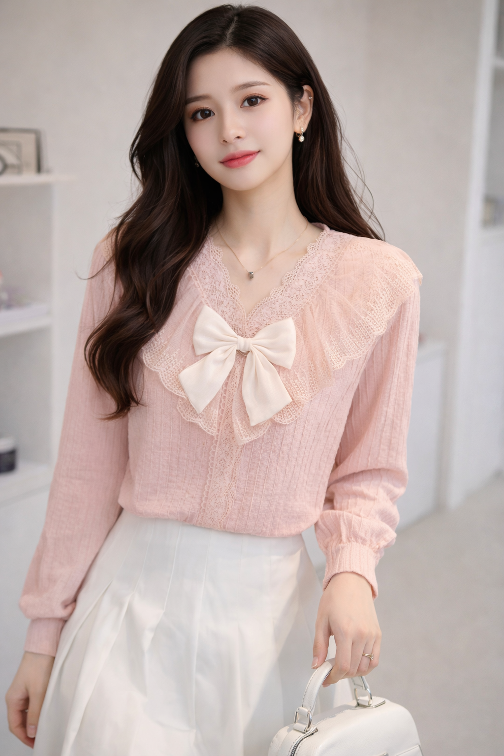 Imported Korean Lace Bow Top for Women – Korean Westernwear Wholesale Supplier Wholesale India - Zadine Fashion