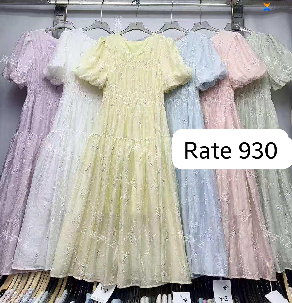 Imported Korean Embroidered Gown Wholesale | Puff Sleeve Long Dress Supplier India