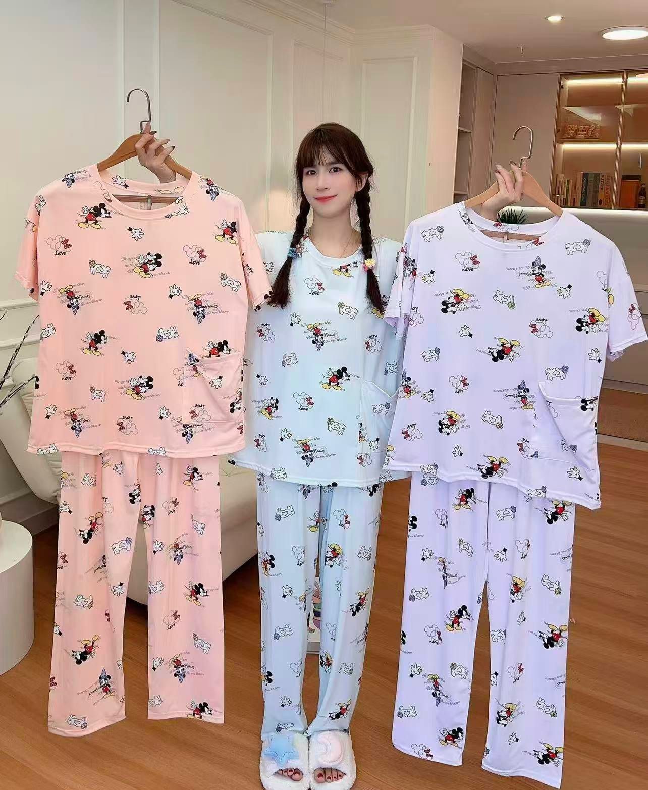 Korean Heart Print Night Suit for Women Wholesale | Cute Cotton Sleepwear Set Supplier India | Ladies Nightwear Bulk
