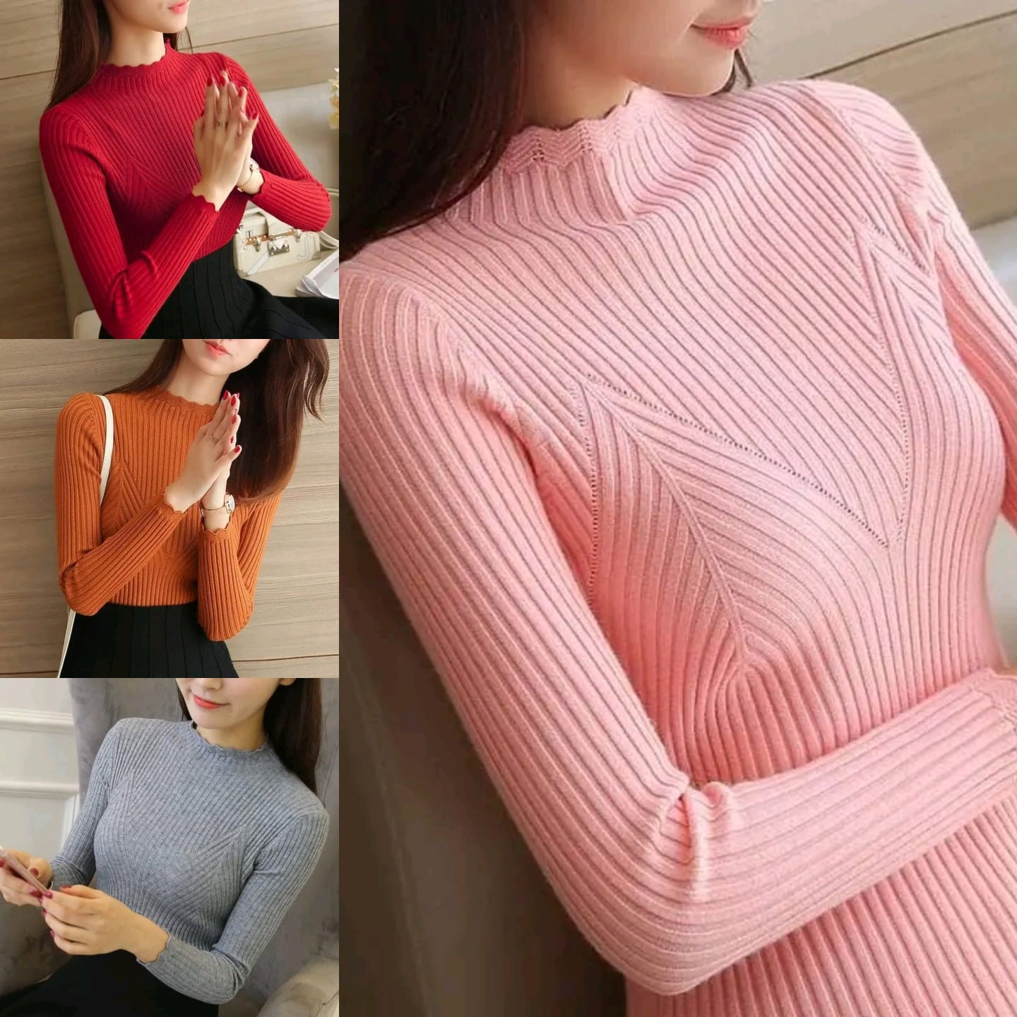 Imported Knitting Fullslevees Crop Top | Wholesale Korean Womens Wear - ZF-61
