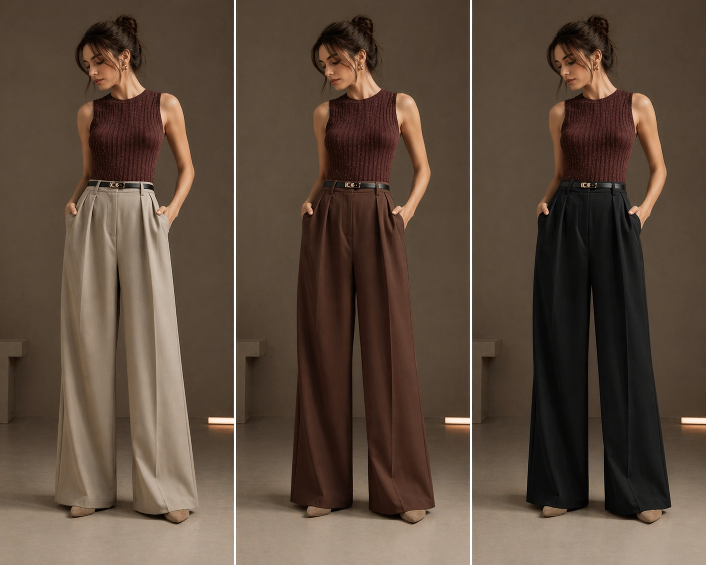 High Waist Wide Leg Formal Pants for Women | Korean Trousers Size Pack (28–34) Wholesale India