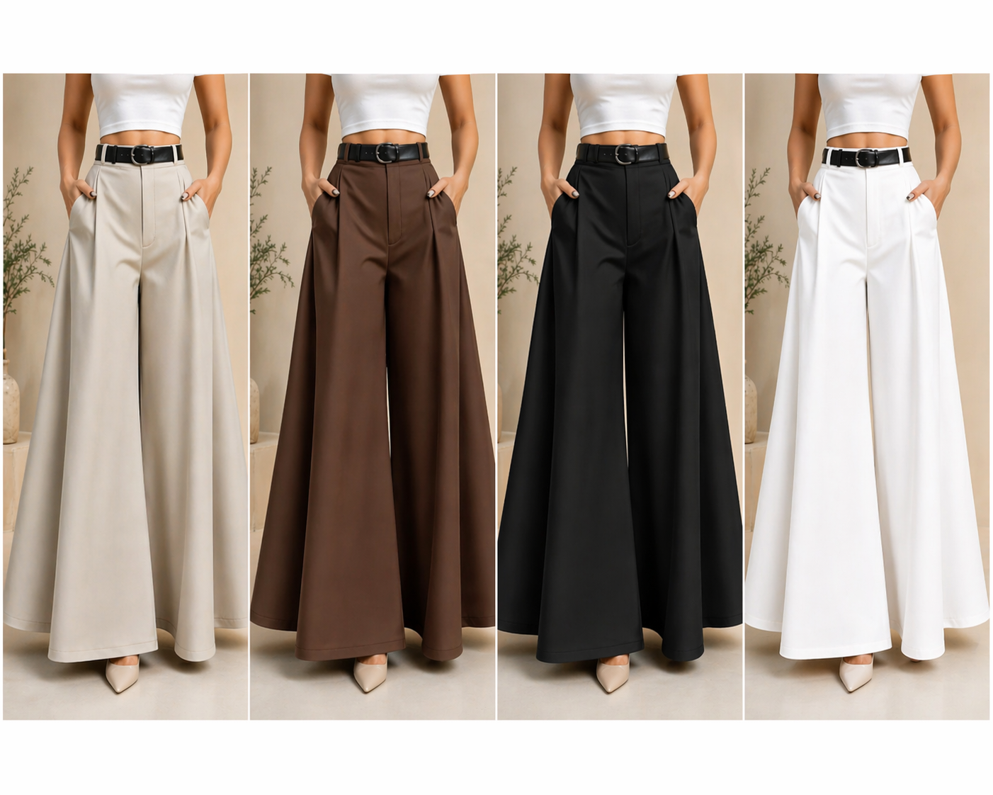High Waist Palazzo Skirt Pants for Women | Korean Wide Leg Skort Style Size Pack (28–34) Wholesale India