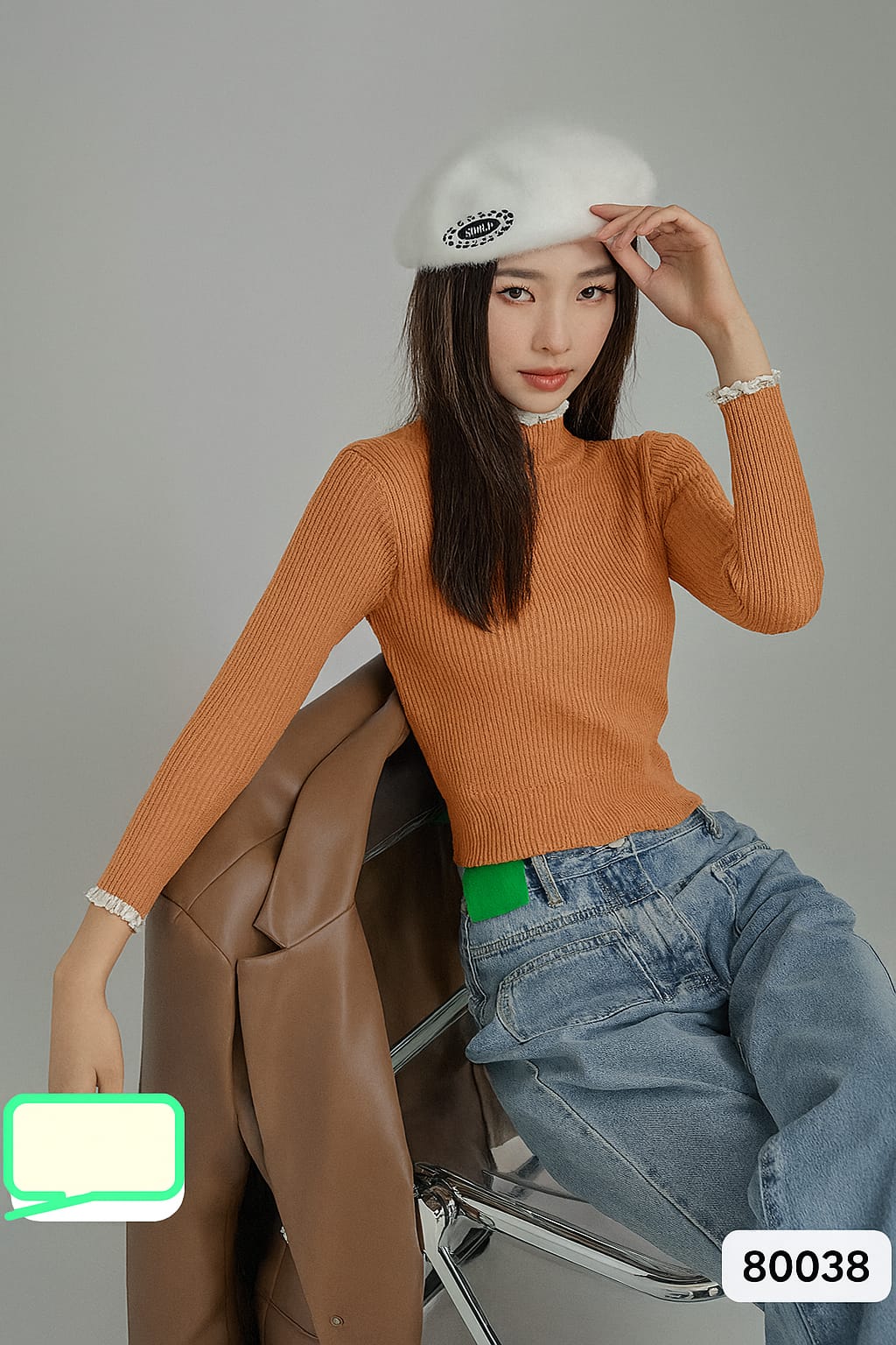 Imported Knitting Fullslevees Crop Top | Wholesale Korean Womens Wear - ZF-67