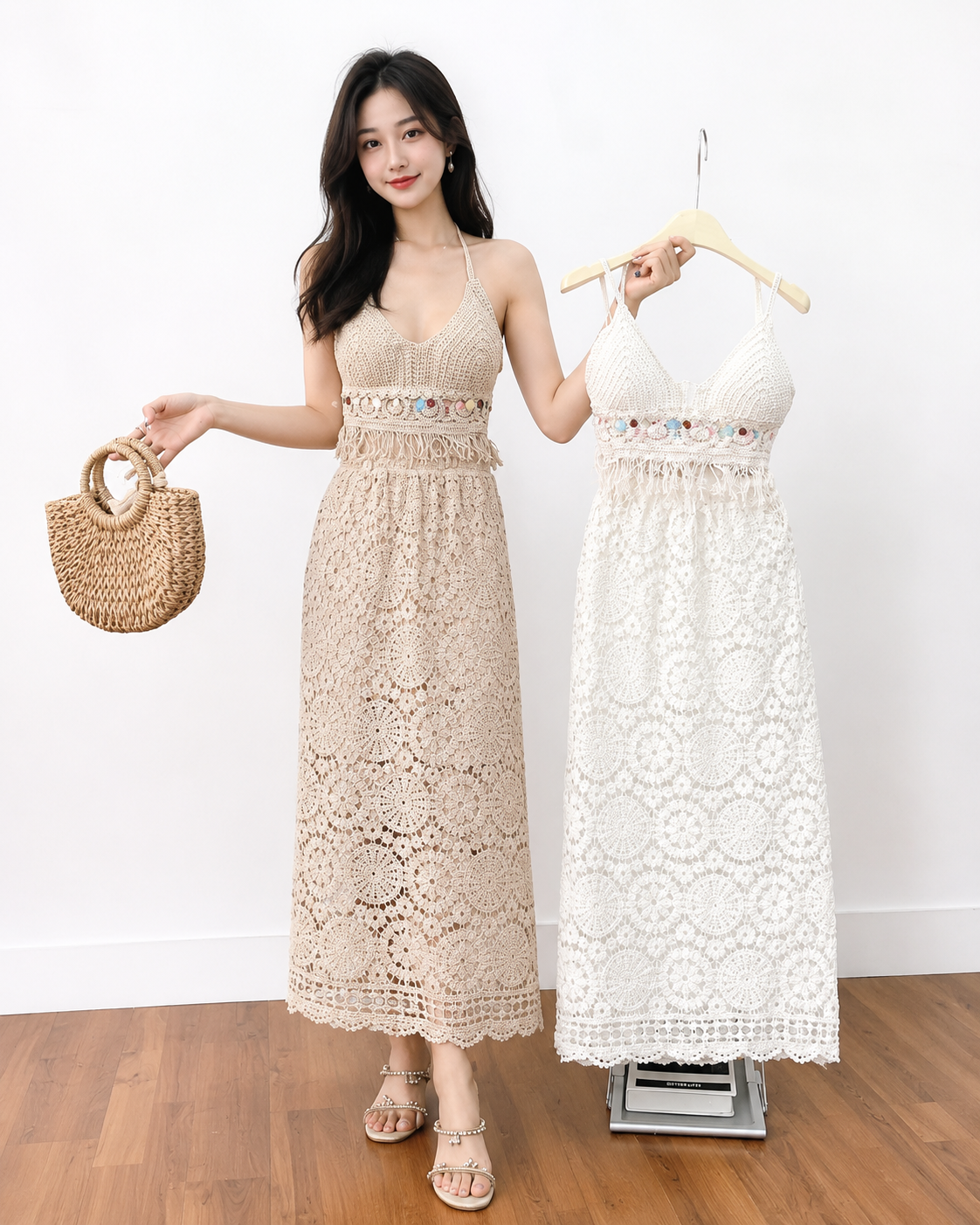 Boutique Style Crochet Halter Maxi Dress - Premium Imported Clothing Distributor India