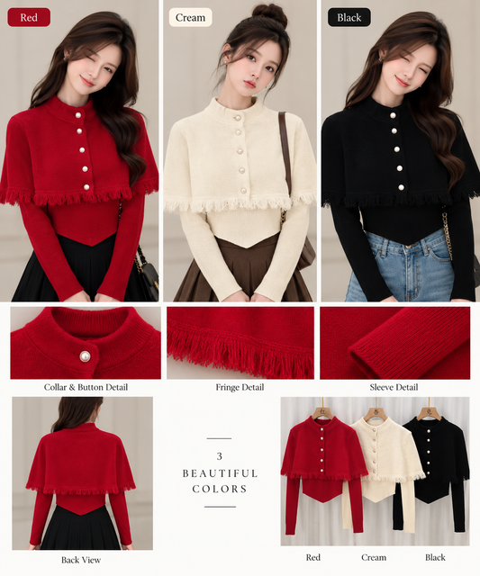 Cape Style Knit Sweater - Korean Wholesale Supplier India