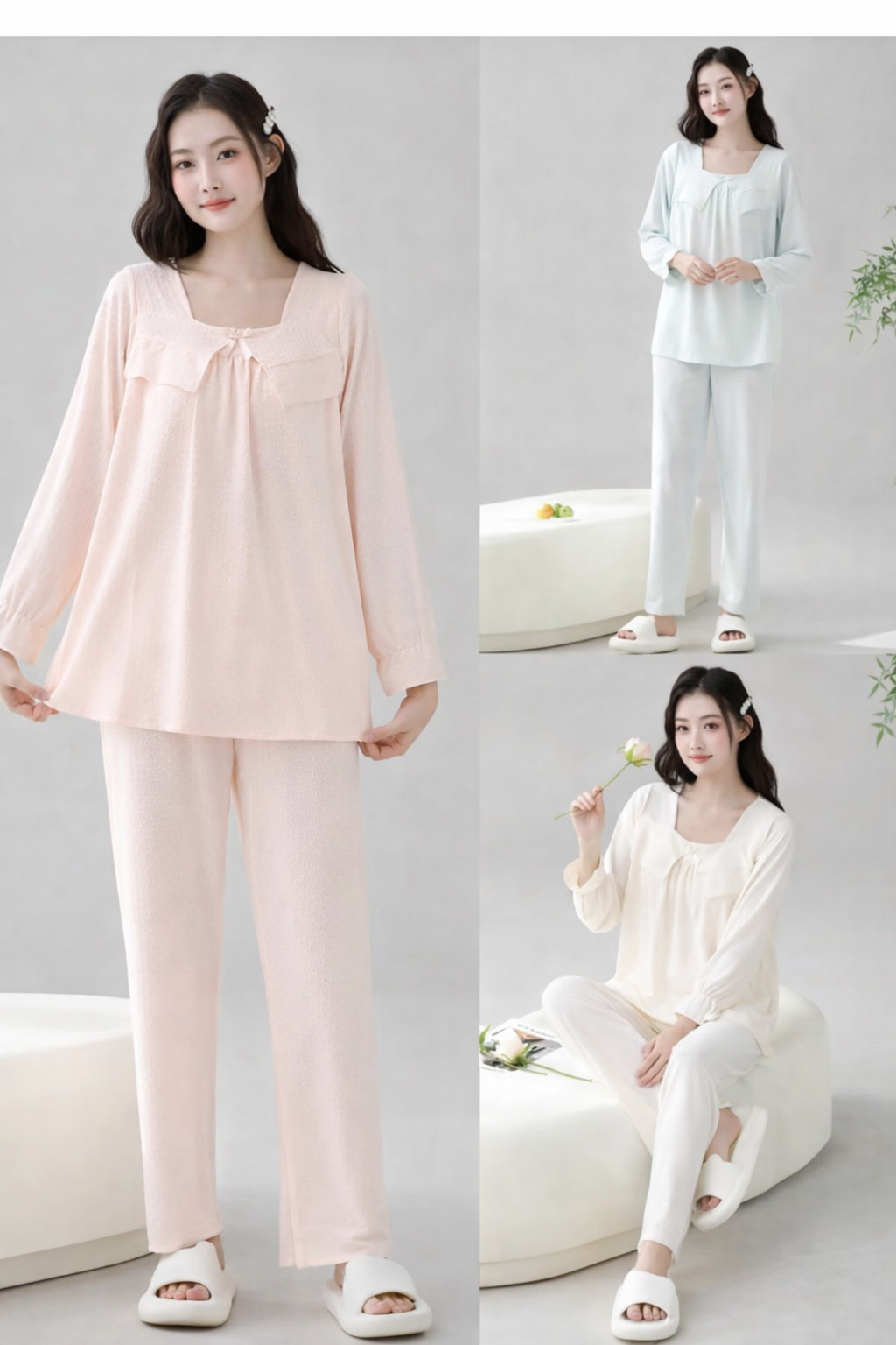 Imported Korean Night Suit with Built-in Bra Pad – Pack of 12 | Free Size L-XL | Premium Wholesale Nightwear India