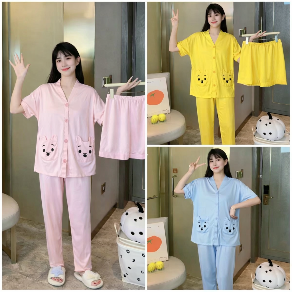 Imported Korean Button Down Night Suit for Women – Pack of 12 | Free Size M-XL | Wholesale Nightwear India