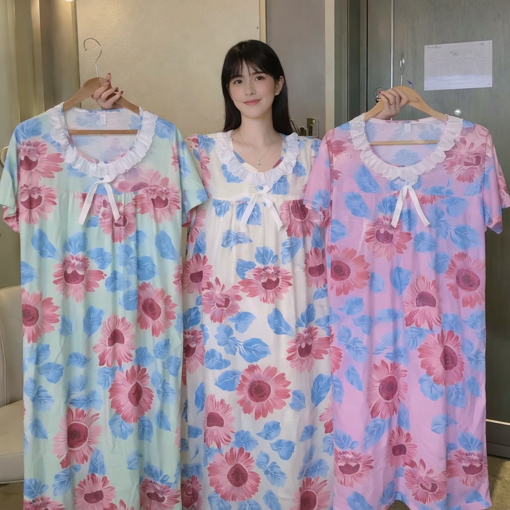 Imported Korean Floral Printed Nighty for Women – Pack of 12 | Free Size M-XL | Wholesale Nightwear India
