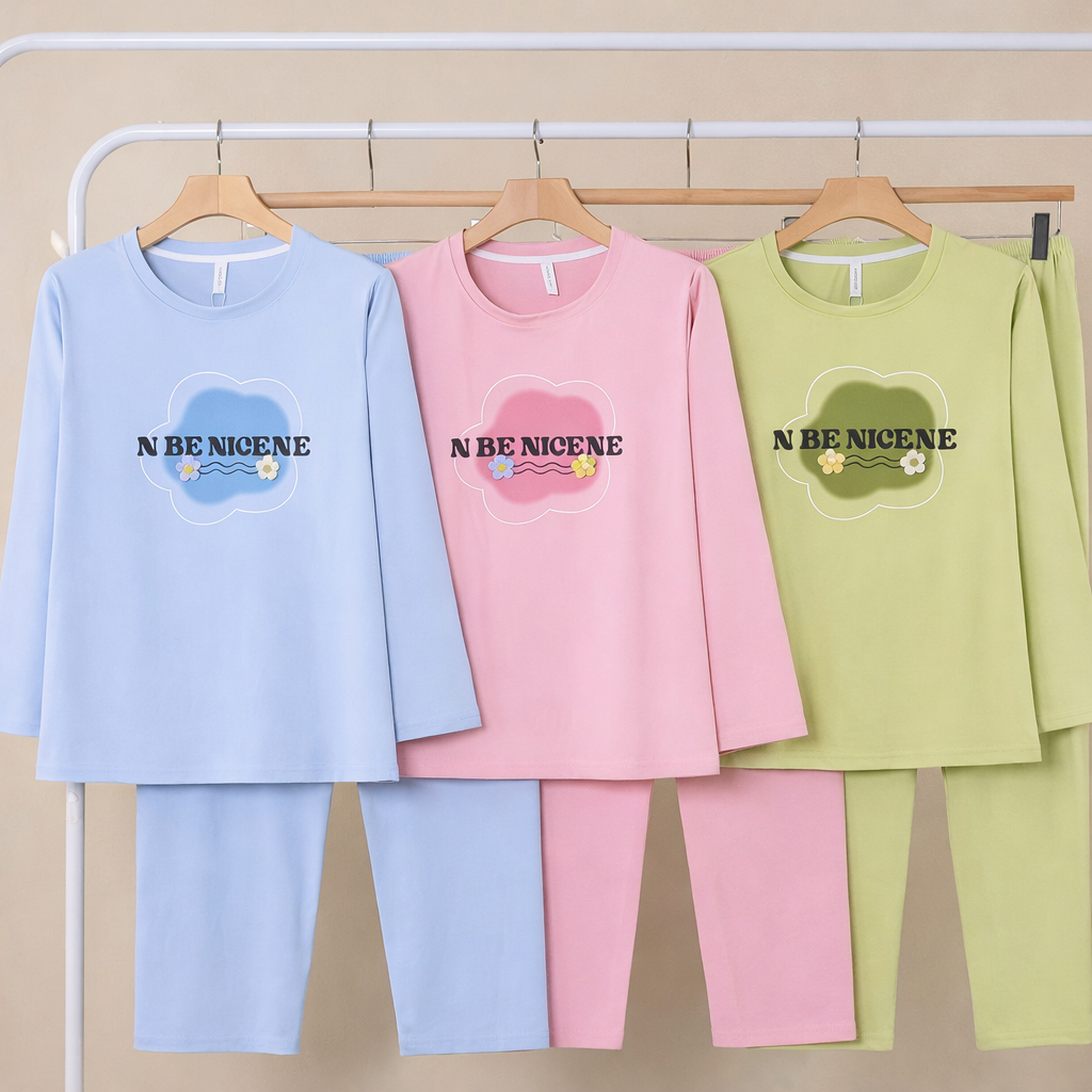 Imported Korean Full Sleeve Night Suit for Women – Pack of 12 | Free Size M-XL | Wholesale Nightwear India