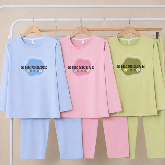 Imported Korean Full Sleeve Night Suit for Women – Pack of 12 | Free Size M-XL | Wholesale Nightwear India