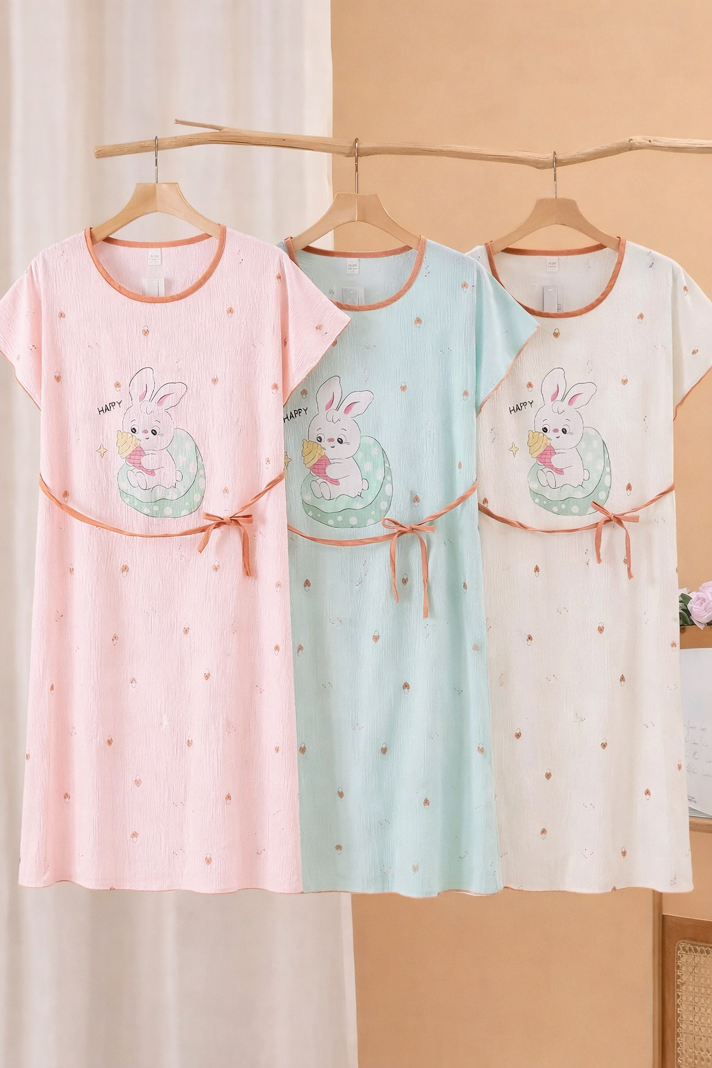 Imported Korean Cartoon Printed Nighty for Women – Pack of 12 | Free Size M-XL | Wholesale Nightwear India