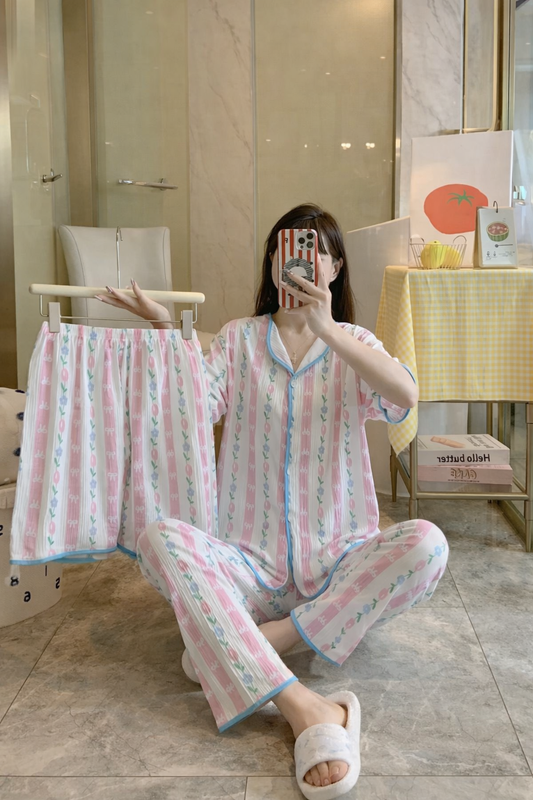 Imported Korean Printed Night Suit for Women – Pack of 12 | Free Size M-XL | Wholesale Nightwear India