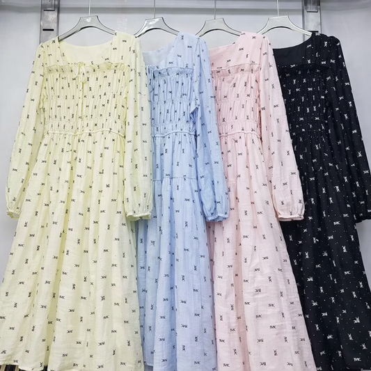 Imported Korean Printed Long Dress Wholesale | Full Sleeve Western Gown Supplier India