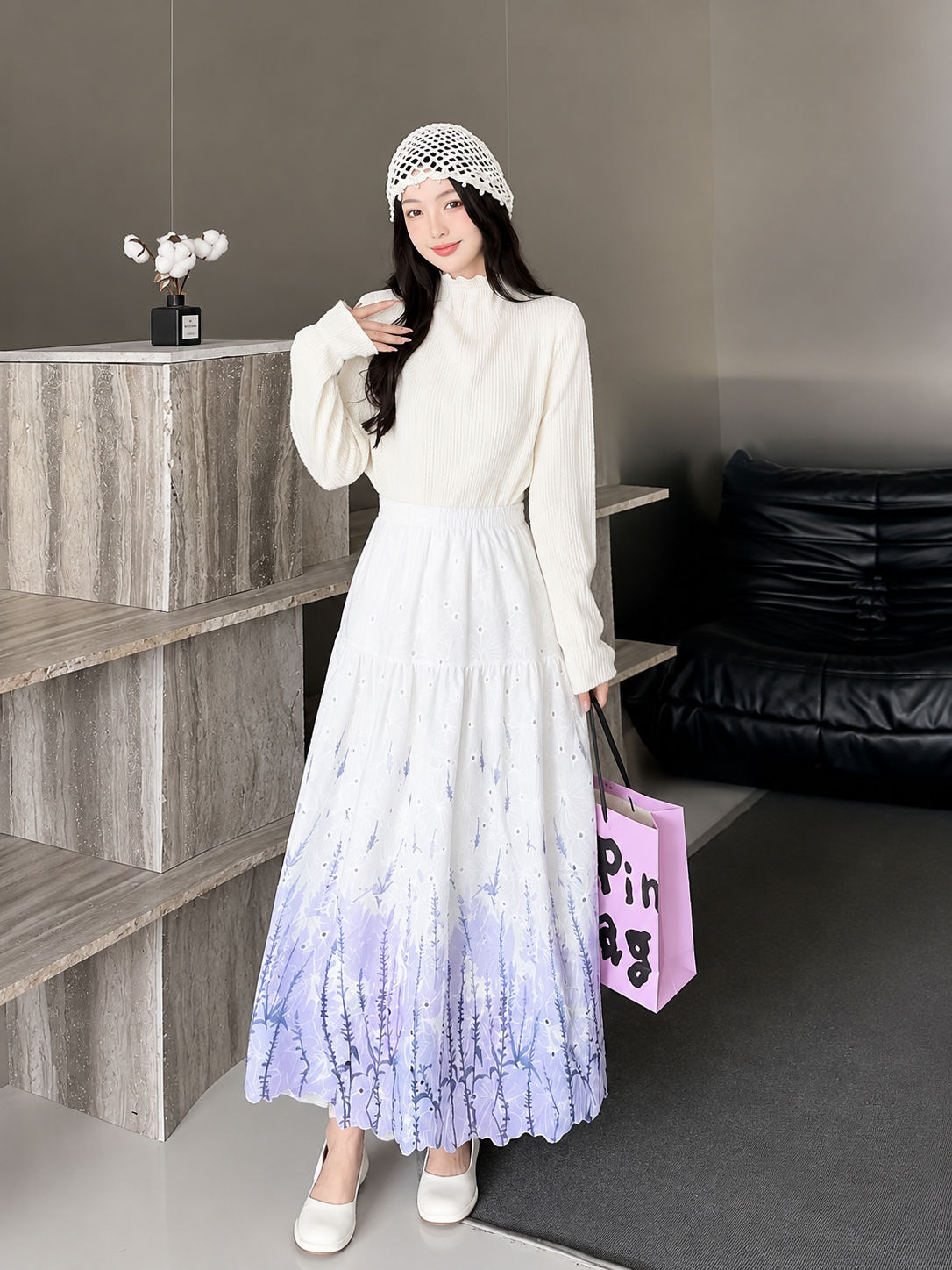 Floral Mesh Tiered Skirt - Bulk Apparel Supplier India