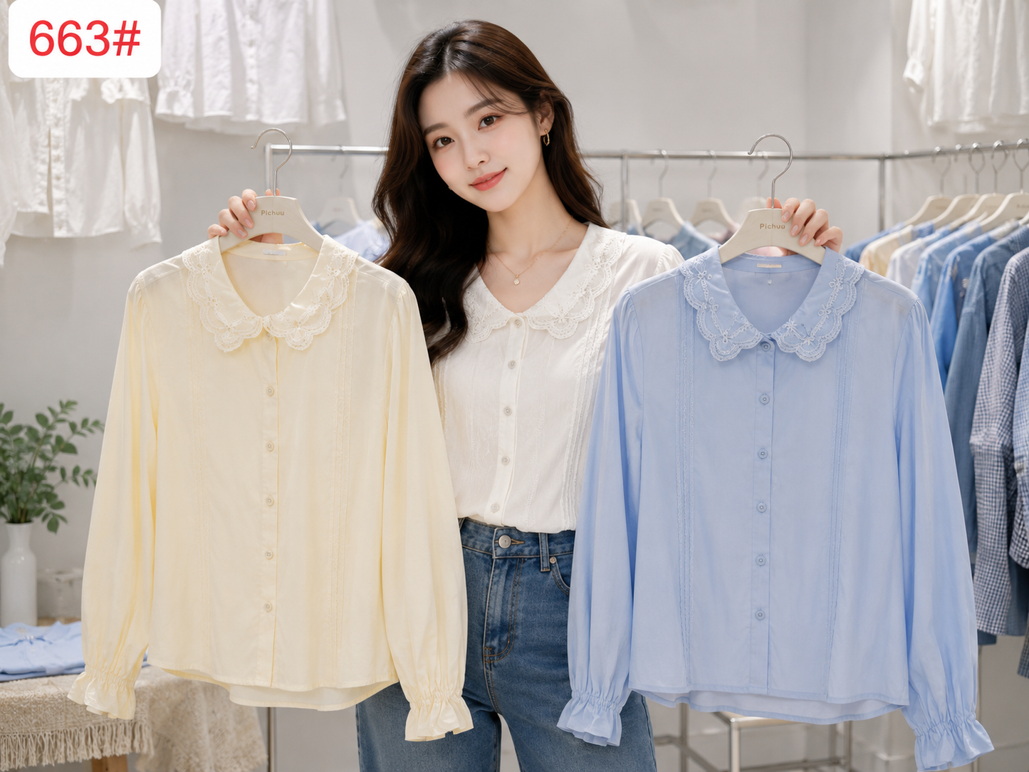 Elegant Lace Collar Korean Blouse - Boutique Style Western Wear Wholesale India
