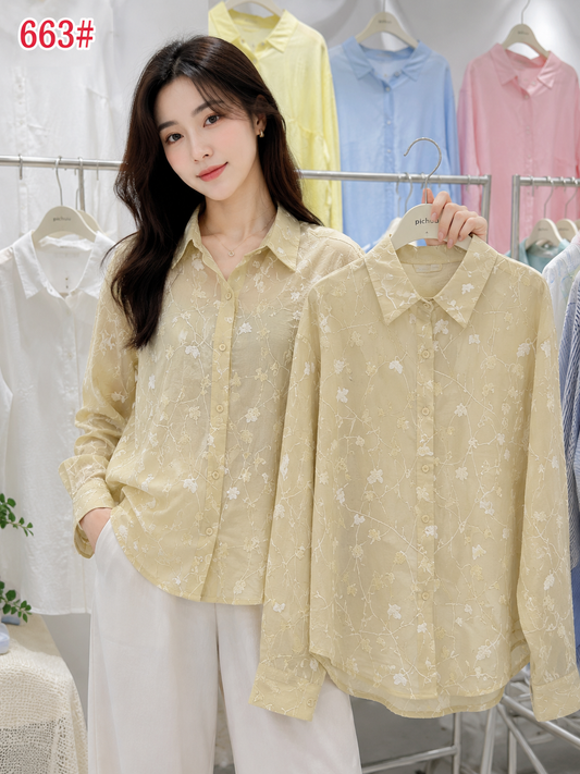 Floral Embroidered Organza Shirt - Bulk Apparel Supplier India