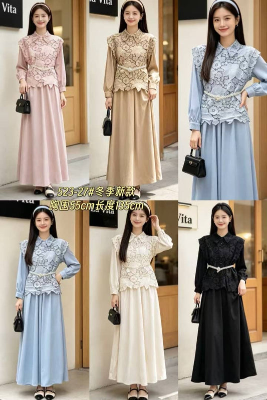 Floral Lace Maxi Dress - Bulk Apparel Supplier India