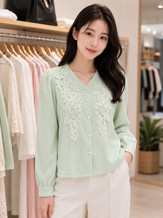 Floral Print Pleated Shirt Top - Premium High-Quality Imported Clothing