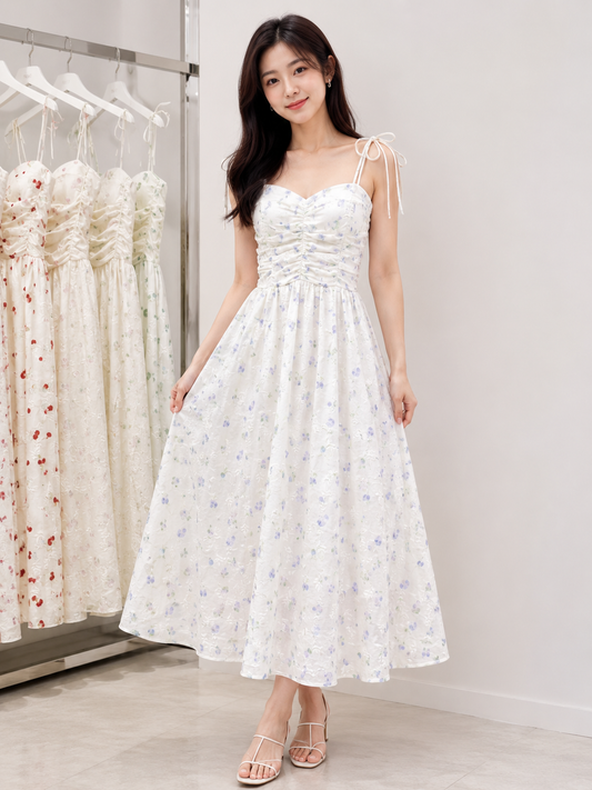 korean fashion dresses wholesale Women Red Smocked Maxi Dress | Puff Sleeve Korean Style Dress