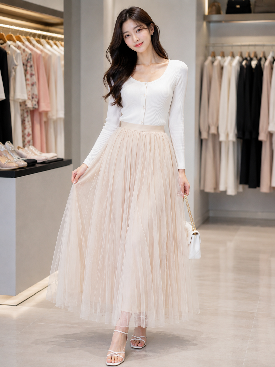 Flowing Tulle Maxi Skirt - Korean Wholesale Supplier India