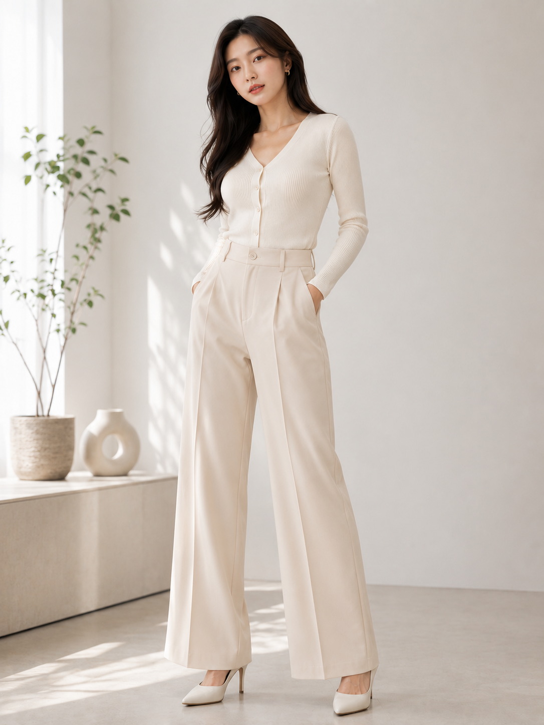 High-Waist Wide-Leg Tailored Trousers - Premium Western Wear Wholesale