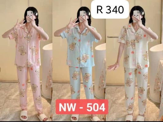 Wholesale Womens Printed Nightwear Dress - Pack of 6 Mixed Prints- ZF-42