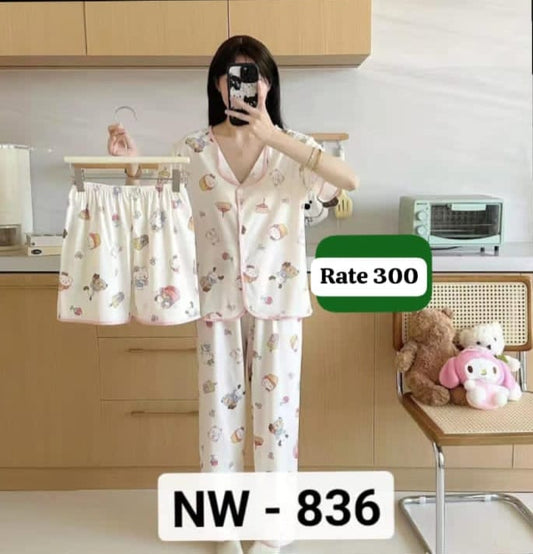 Wholesale Womens Printed Nightwear Dress - Pack of 6 Mixed Prints- ZF-47