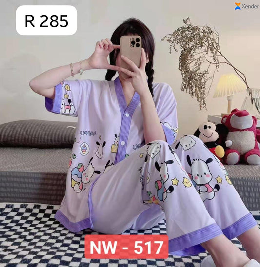 Wholesale Womens Printed Nightwear Dress - Pack of 6 Mixed Prints- ZF-44
