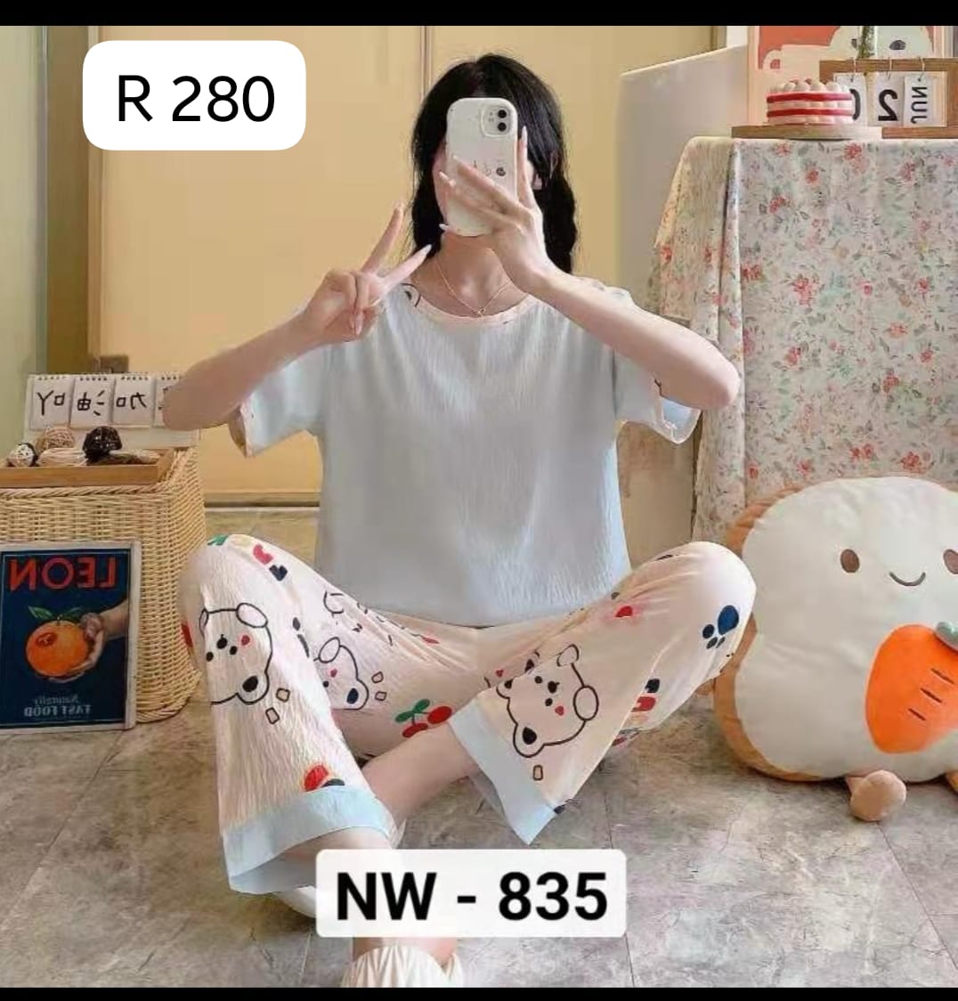 Wholesale Womens Printed Nightwear Dress - Pack of 3 Mixed Prints- ZF-45