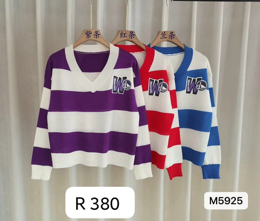 Wholesale V-Neck Striped Sweater for Women – Bulk Knitwear Supplier