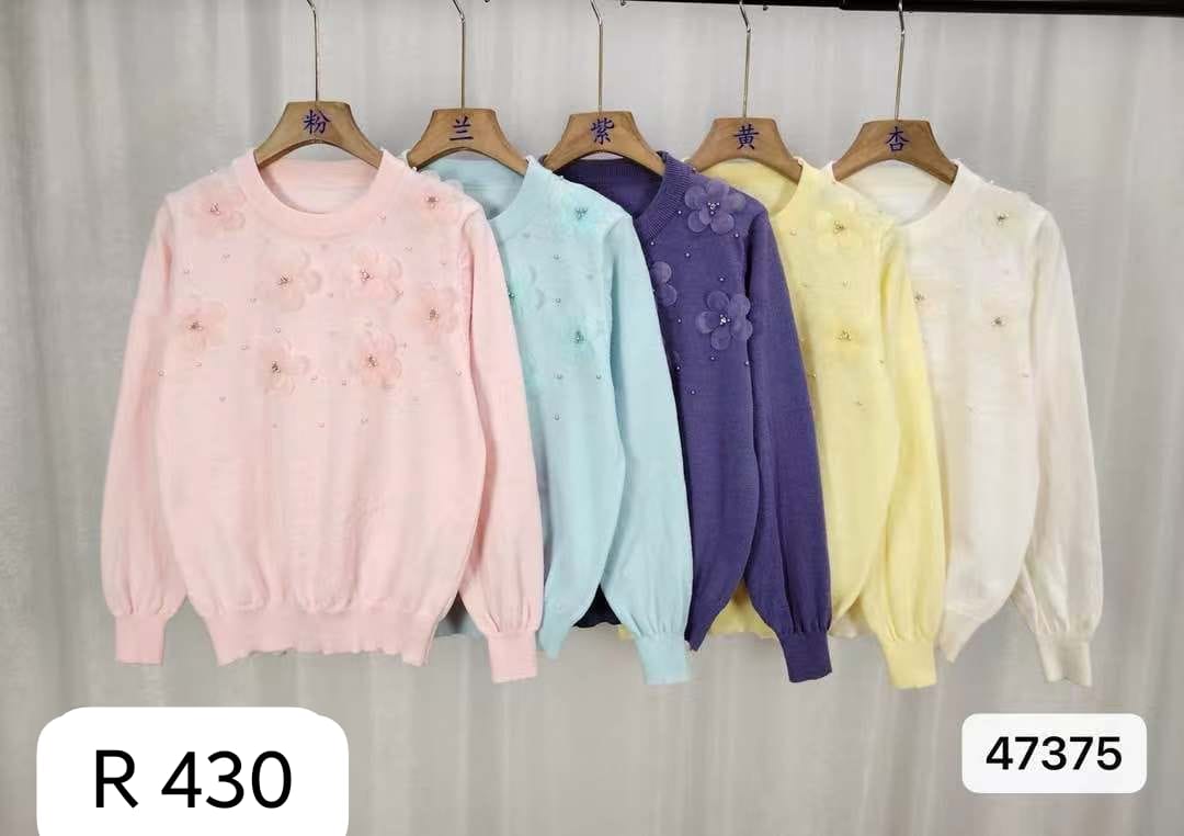 Wholesale Floral Embellished Pullover Sweater for Women – Soft Knit Winter Wear