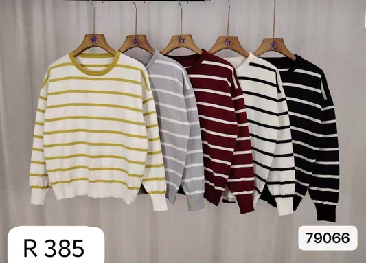 Wholesale Classic Striped Knit Sweater for Women – Long Sleeve Pullover