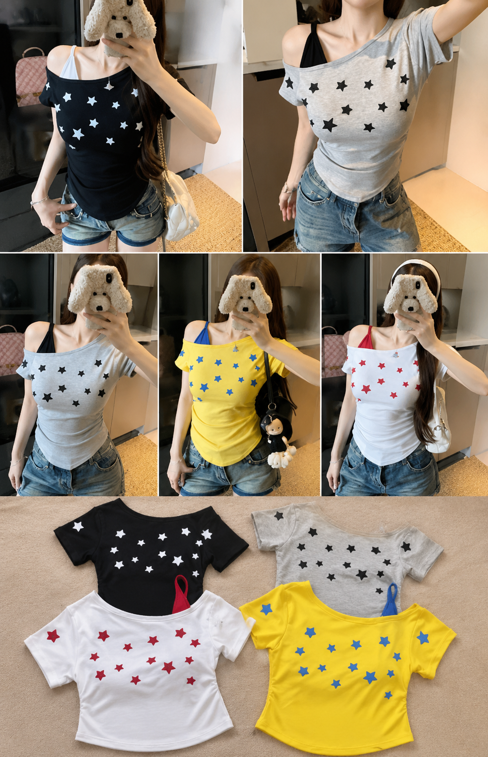 Imported Korean Star Print Off Shoulder Bralette for Women Wholesale India