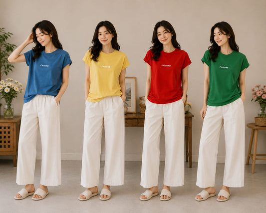Korean Basic Cotton T-Shirt for Women | Imported Western Wear Wholesale Supplier India