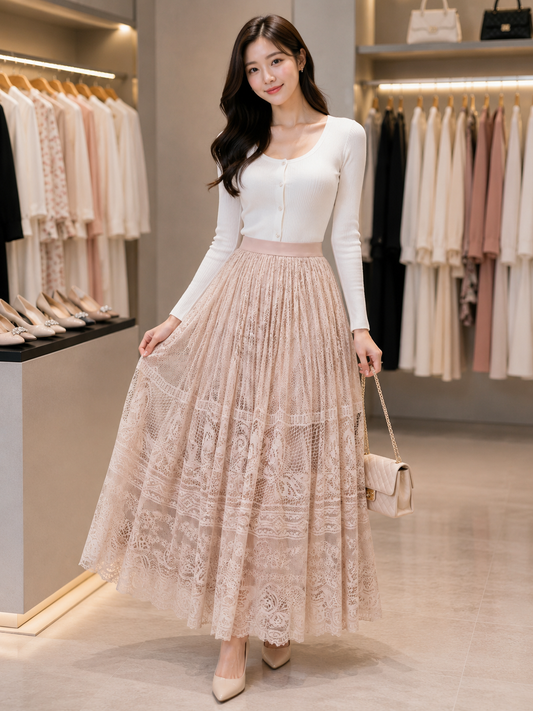 Lace Maxi Skirt - Korean Wholesale Supplier India