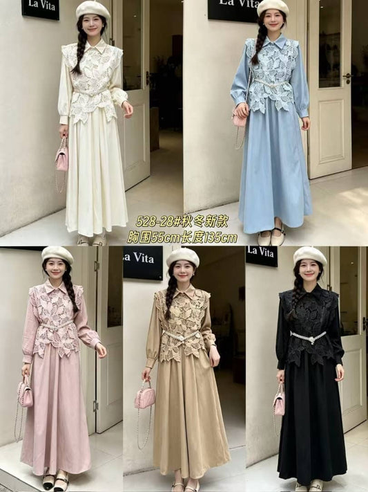 Leaf Lace Maxi Dress - Trending Co-ords & Western Wear Bulk